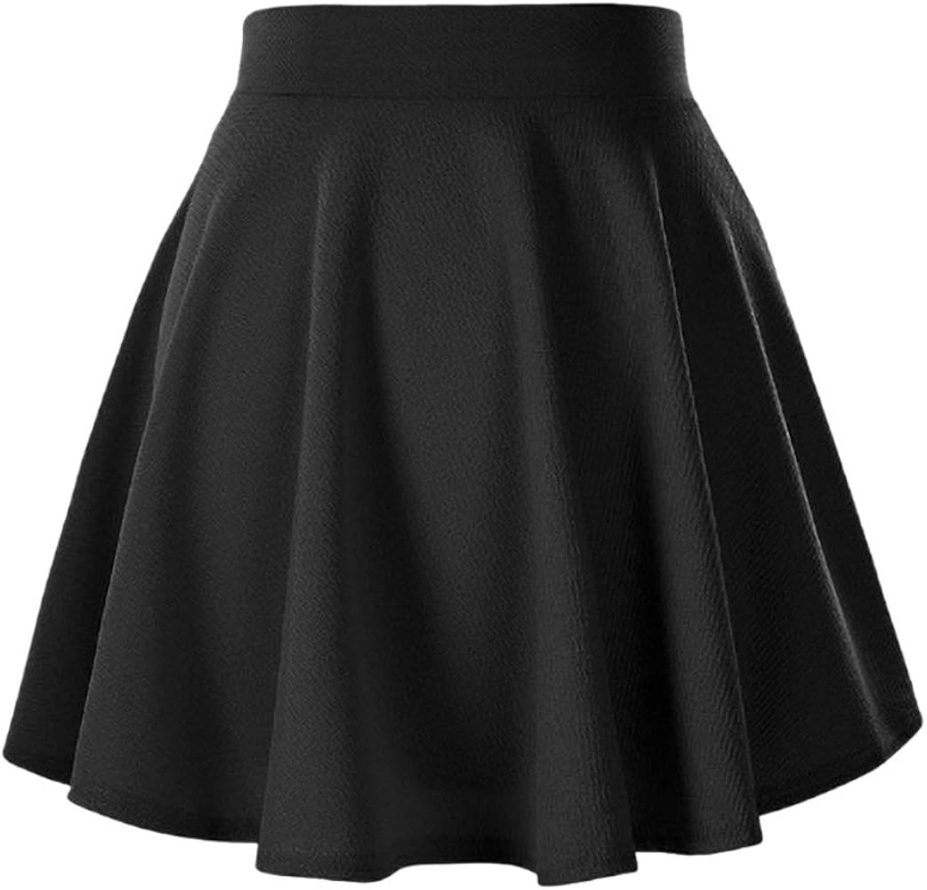Afibi Casual Mini Stretch Waist Flared Plain Pleated Skater Skirt | Amazon (US)