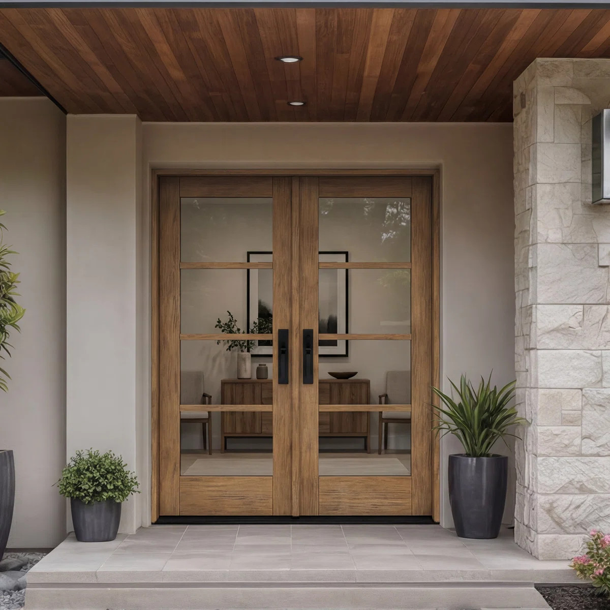 G10402-SW-80 | 80" Double Door, RTA Prehung Exterior, SDL 4 Lite, Unfinished Mahogany Wood | Wayfair North America