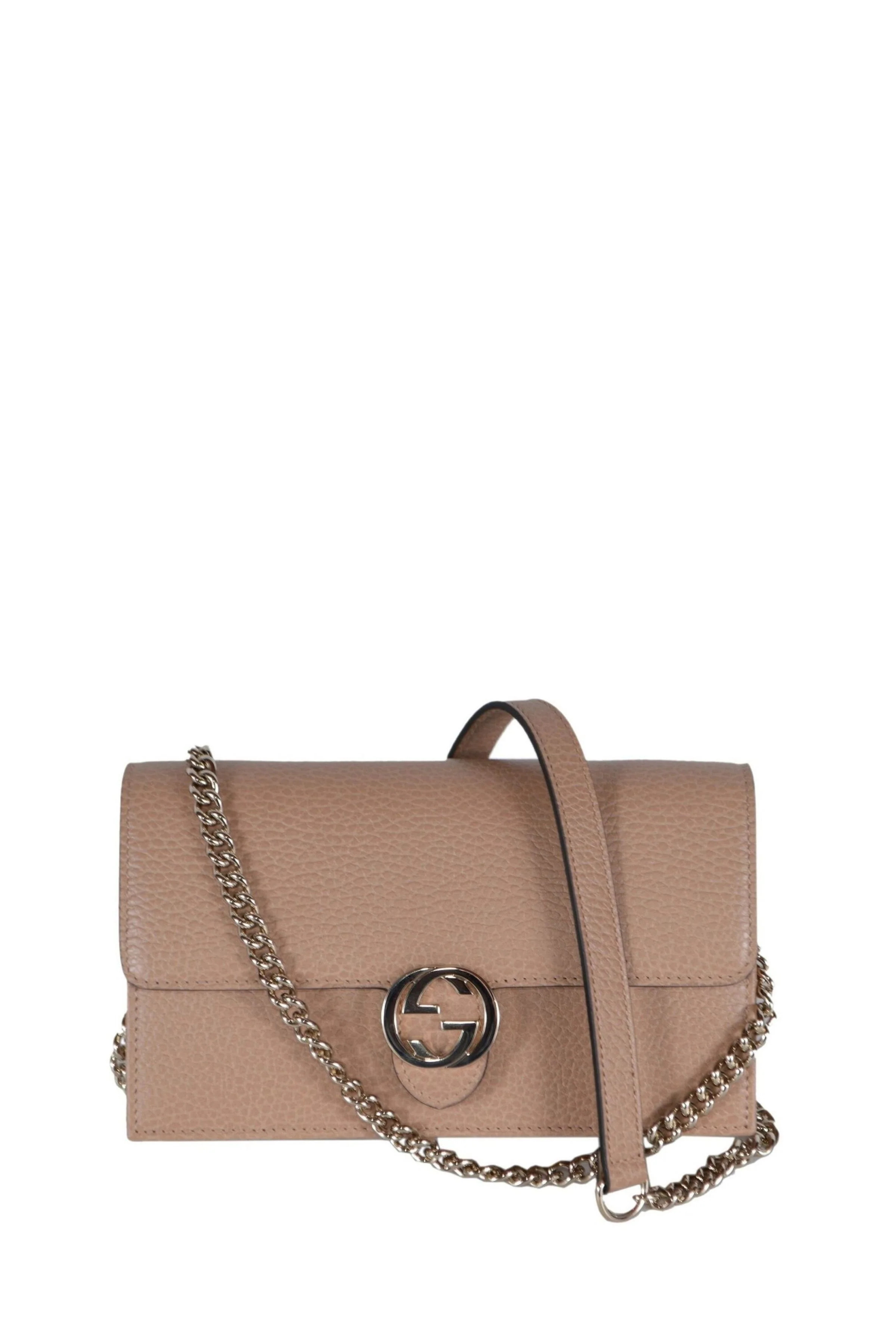 Interlocking shoulder bag GG small beige leather | Wanan Luxury (ES)