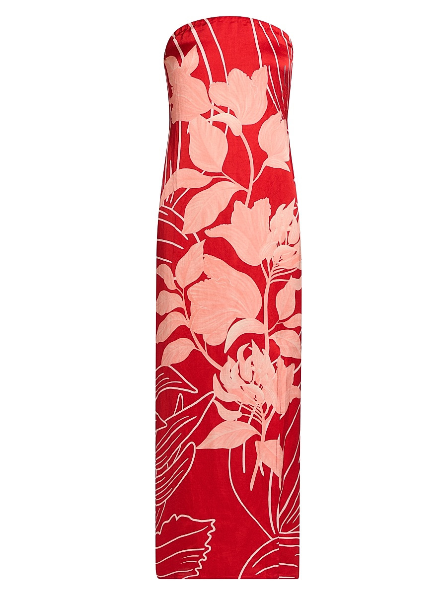 Women's Pushpanjali Tulip Linen-Blend Strapless Gown - Blush And Red Mono Wild Tulip - Size XS | Saks Fifth Avenue