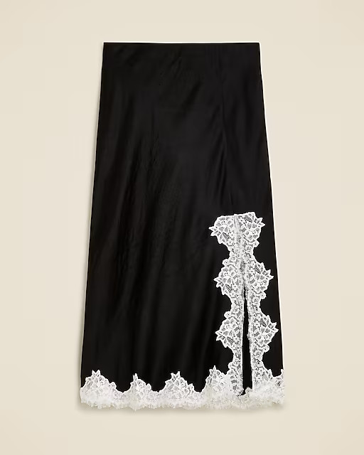 Gwyneth lace-trim slip skirt in textured satin | J. Crew US