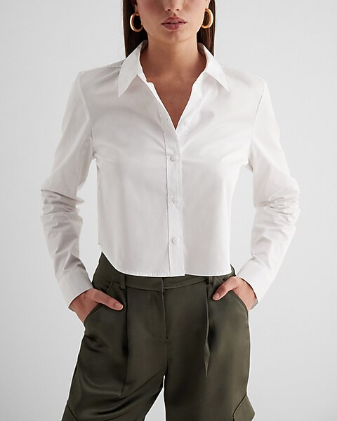 Cotton Cropped Portofino Shirt | Express