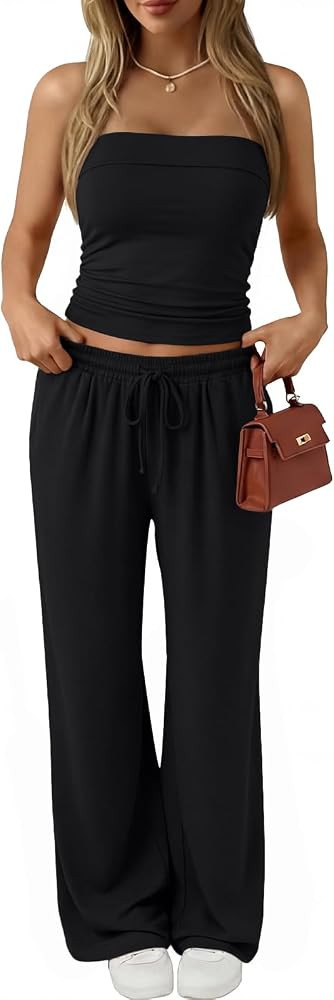 Trendy Queen 2 Piece Vacation Outfits for Women Summer Travel Outfits 2026 Spring Fashion Tube To... | Amazon (US)