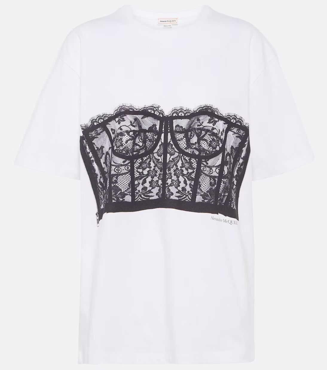Lace-overlay cotton jersey T-shirt | Mytheresa (UK)