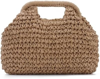 KUANG! Straw Dumpling Clutch Purse Summer Vacation Beach Crossbody Bag for Women Pouch Straw Wove... | Amazon (US)