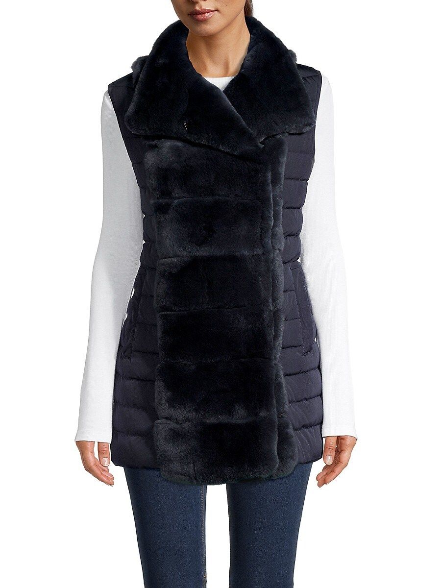 Annabelle New York Women's Tonya Down-Fill, Rabbit Fur & Polyester Vest - Navy - Size L | Saks Fifth Avenue OFF 5TH