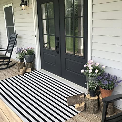 Black and White Outdoor Rug 35.4" x59" Front Porch Rug Door Mat Washable Farmhouse Layered Door M... | Amazon (US)