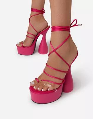 Ego Sweet Tooth platform sandals with statement heel in berry pink | ASOS (Global)