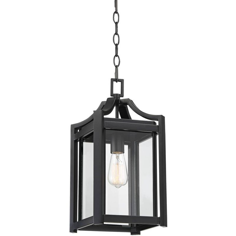 Franklin Iron Works Rustic Farmhouse Outdoor Ceiling Light Hanging Black 17" Clear Beveled Glass ... | Target