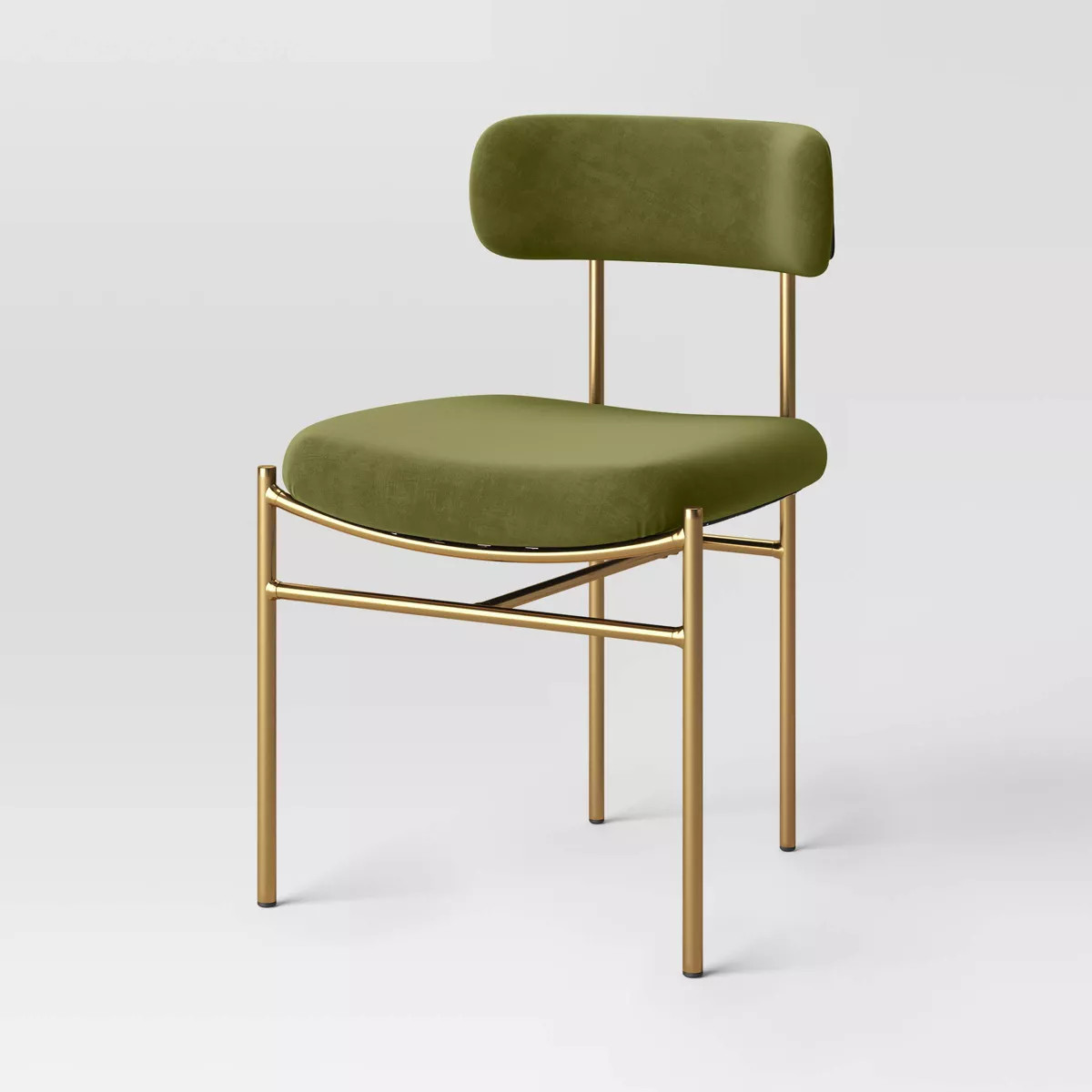 Orion Luxe Dining Chair with Brass Legs Olive Green Velvet (KD) - Threshold™: Metal Frame, Padd... | Target
