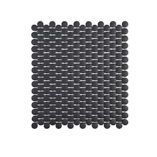 Jeffrey Court Shadow Mountain Gray 11.50 in. x 9.875 in. Penny Round Matte Porcelain Wall and Flo... | The Home Depot