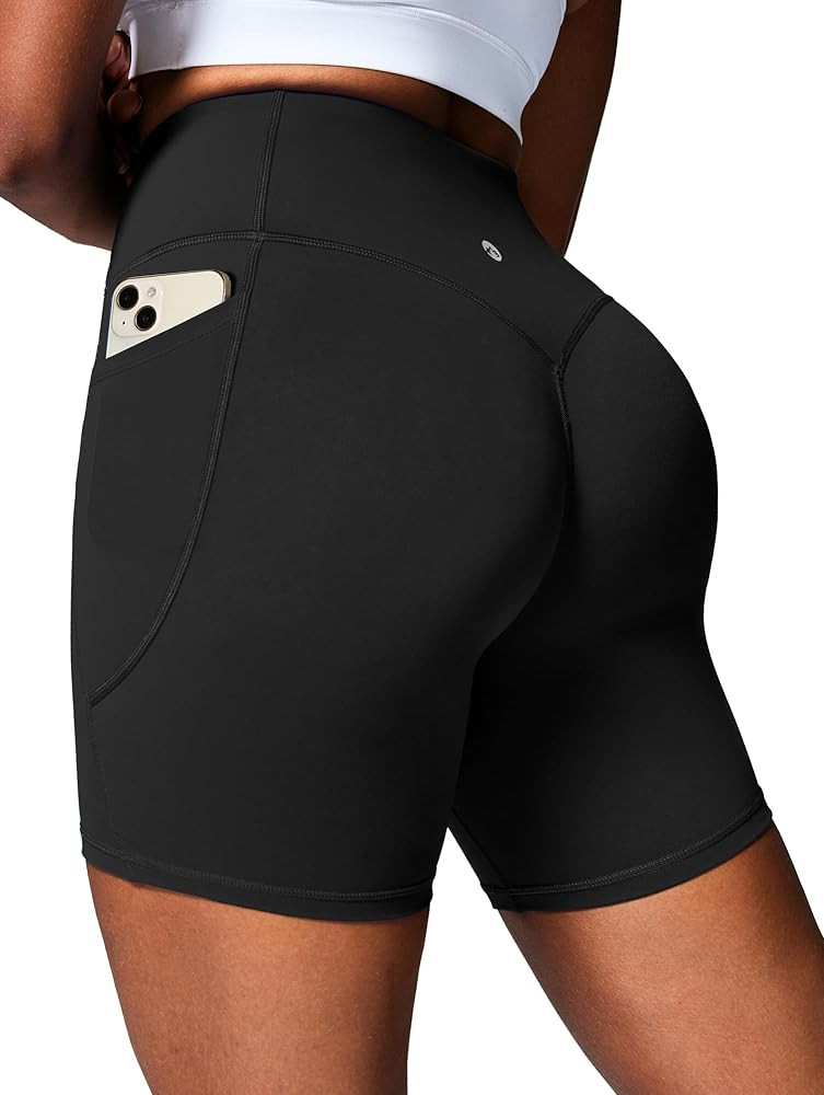 Heathyoga Butt Lifting Biker Shorts Women with Pockets 6" Workout Shorts Women Tummy Control Span... | Amazon (US)