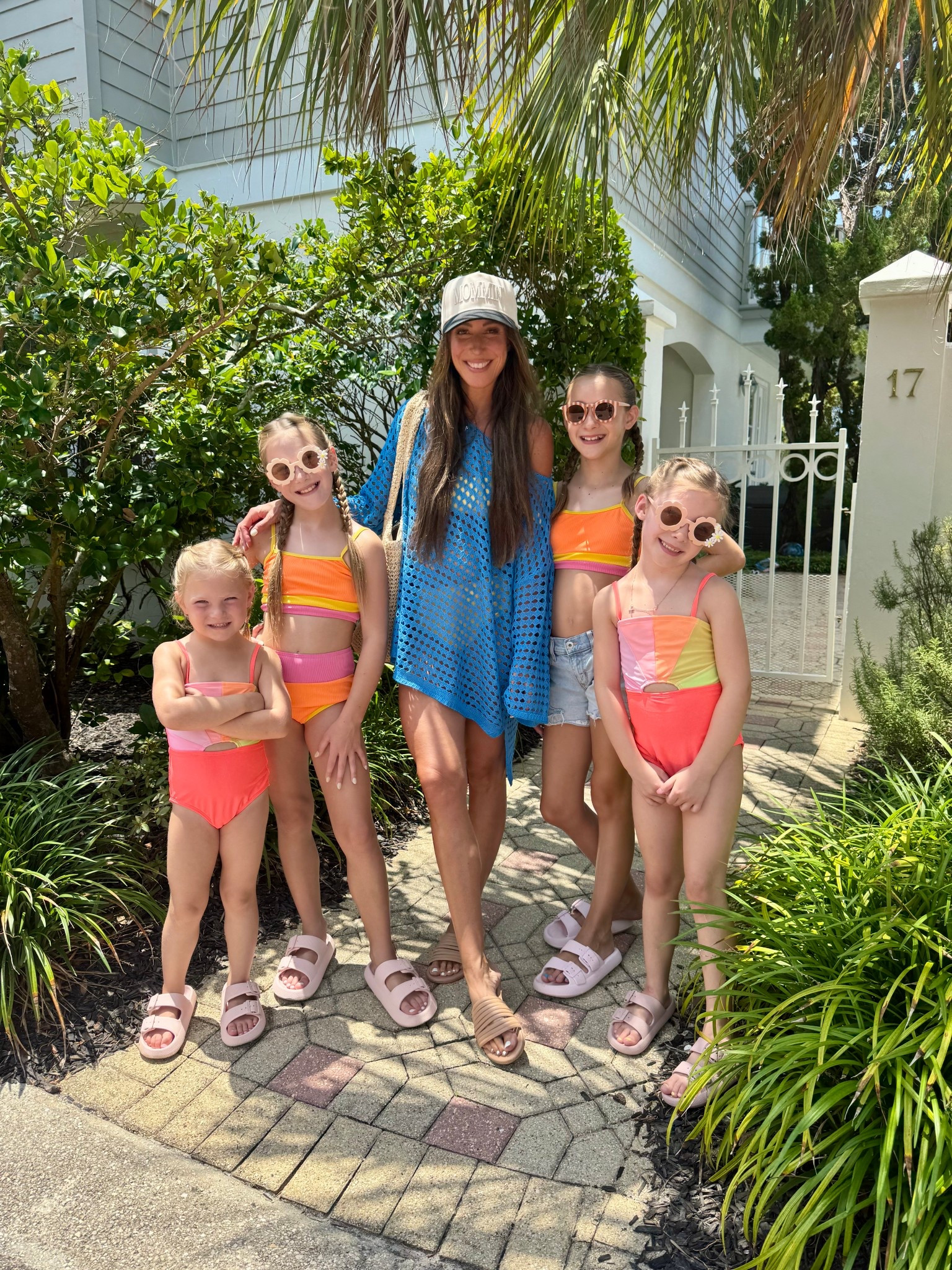 Our beach outfits! Girls Amazon and target swimsuits crochet swim cover-up