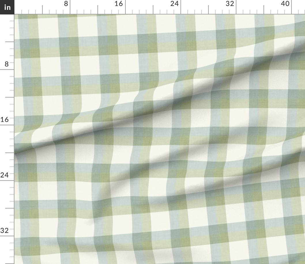 L Buffalo Plaid in Traditional Blue and Green - Grandmillennial Cottagecore Fabric | Spoonflower | Spoonflower