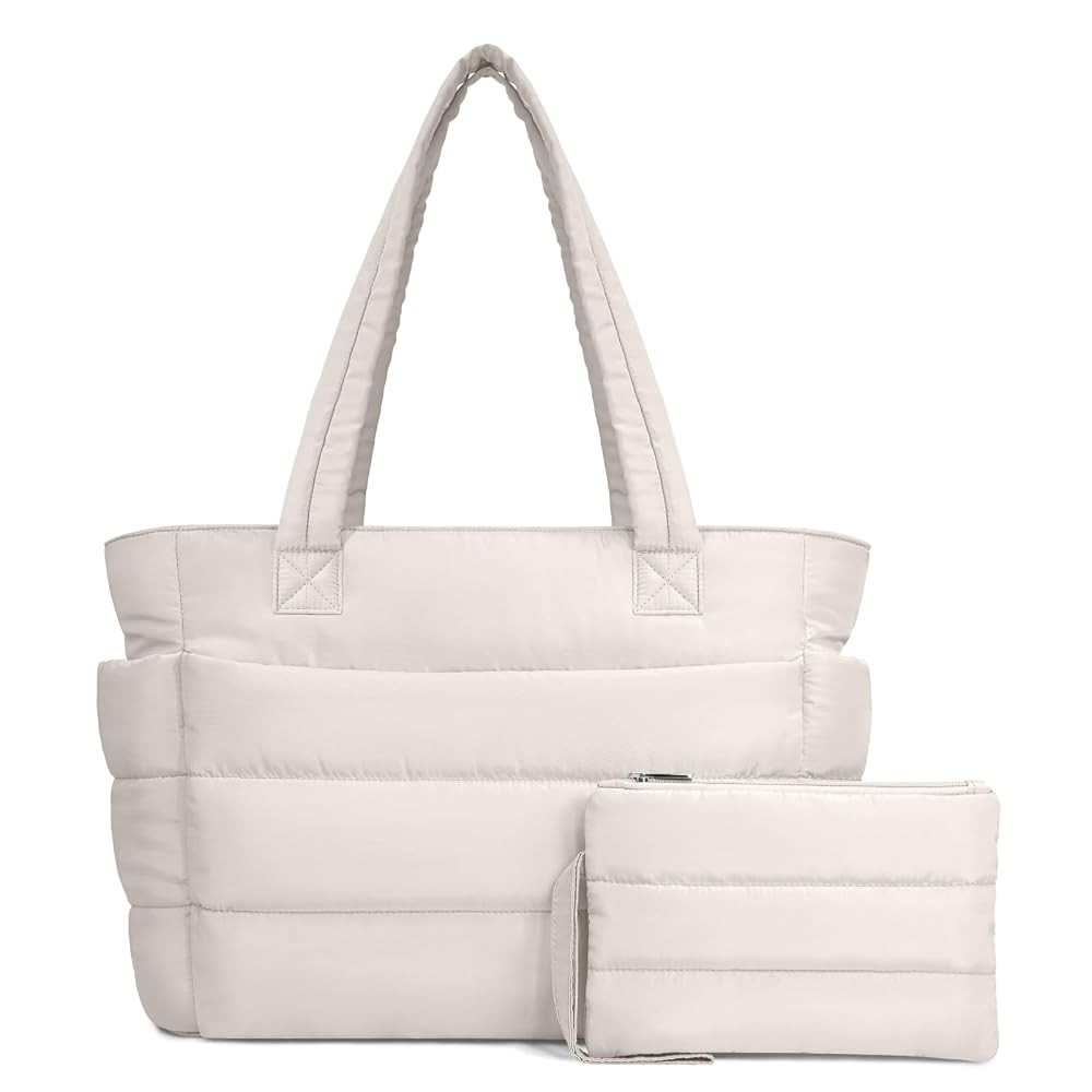 TOPDesign Puffer Tote Bag for Women, Lightweight Puffy Handbag with Compartments, Quilted Shoulde... | Amazon (US)