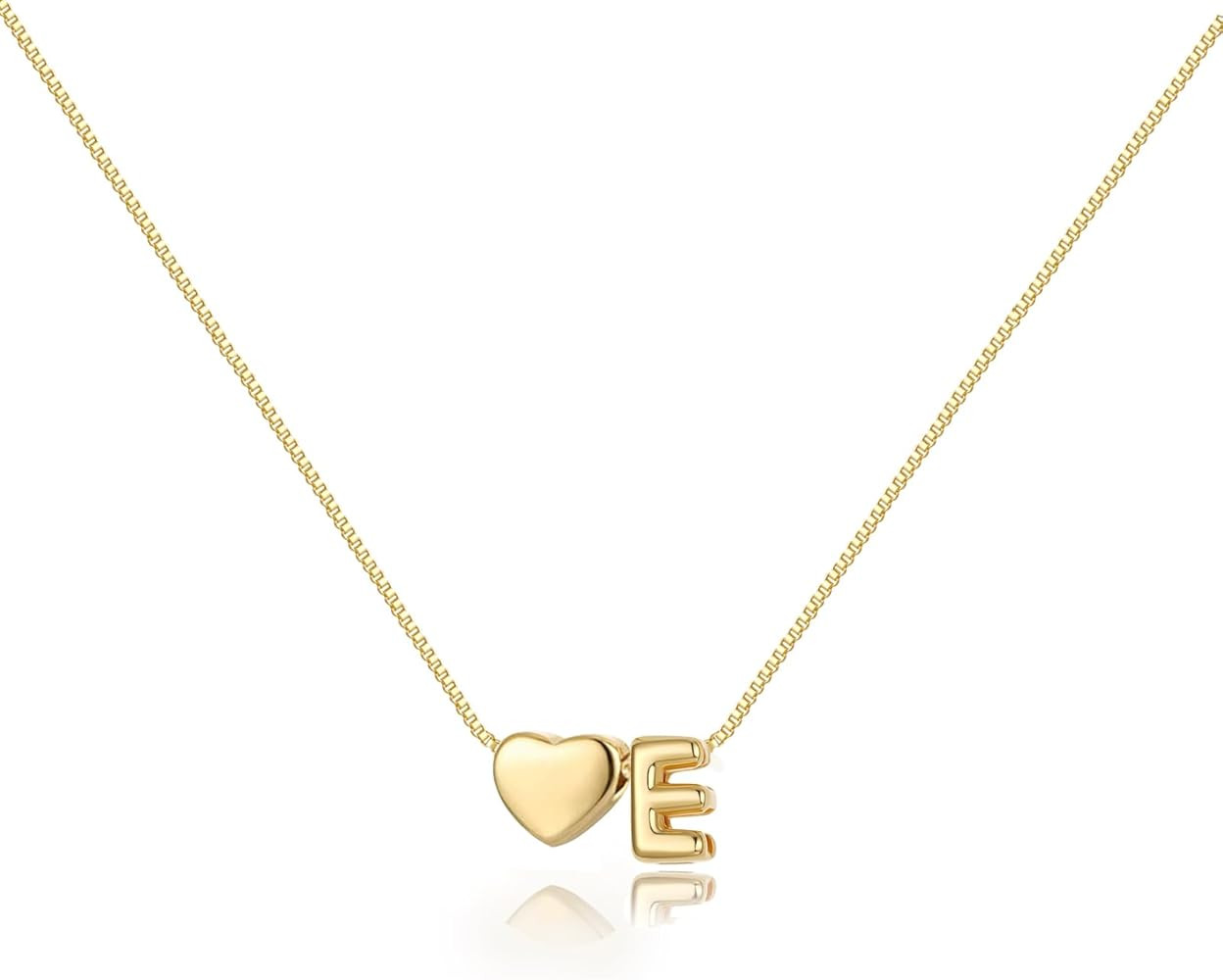 Initial Heart Necklace for Women 14K Gold Plated Heart Shaped Bubble Letter Necklace Gold A-Z Ini... | Amazon (US)