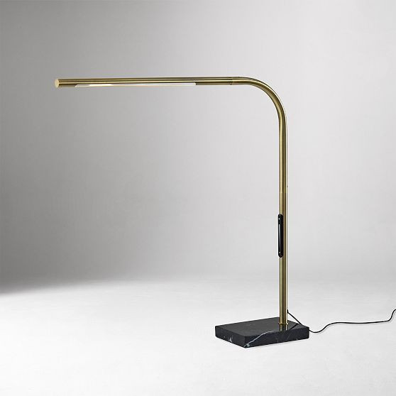 Brynjar LED desk lamp with smart switch, antique brass, 24 inch