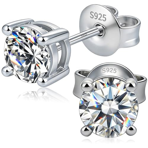 Amazon.com: WES Moissanite Stud Earrings for Women Men - 1CT Hypoallergenic 925 Sterling Silver w... | Amazon (US)