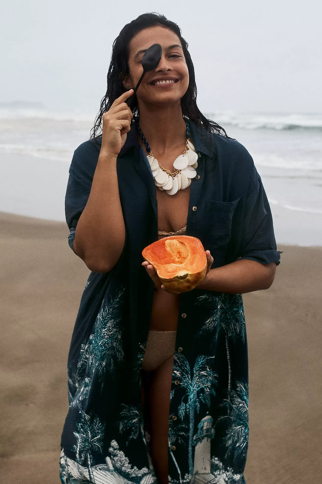 Celandine Long-Sleeve Sheer Maxi Shirt Dress | Anthropologie (US)