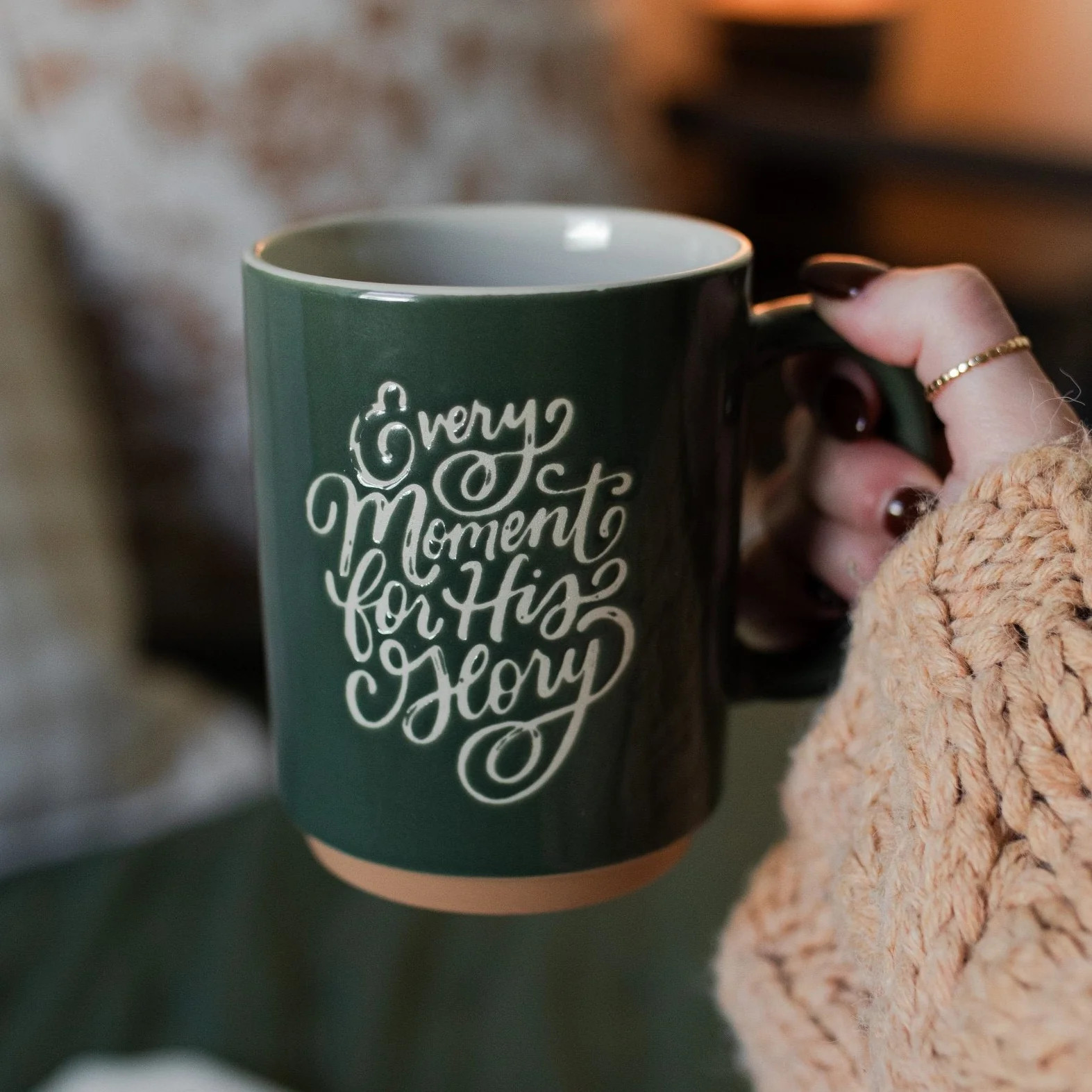 Every Moment for His Glory Leaf Green Mug | The Daily Grace Co.