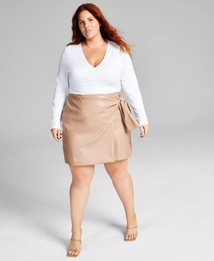 Trendy Plus Size Faux-Leather Skirt | Macys (US)