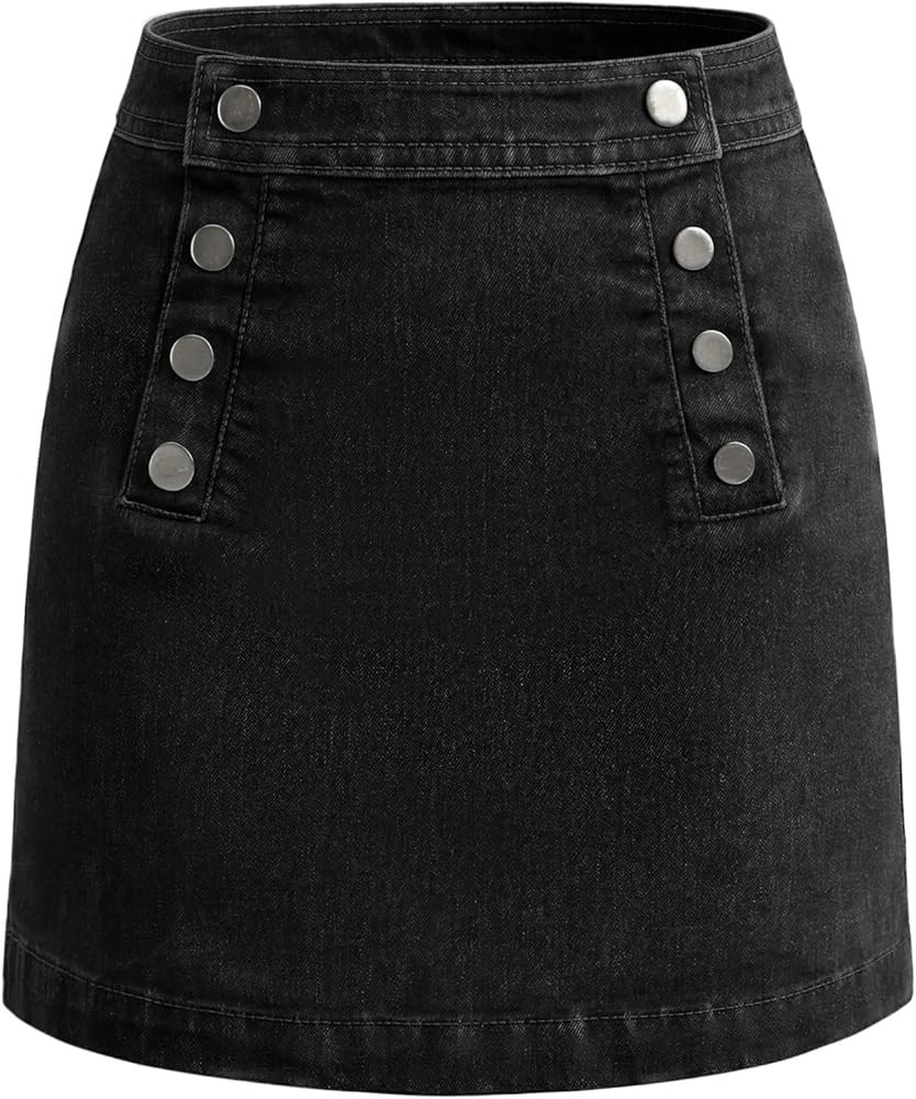 Belle Poque Denim Mini Skirt High Waisted Button-Front Sailor Jean Skirts for Women with Back Pat... | Amazon (US)