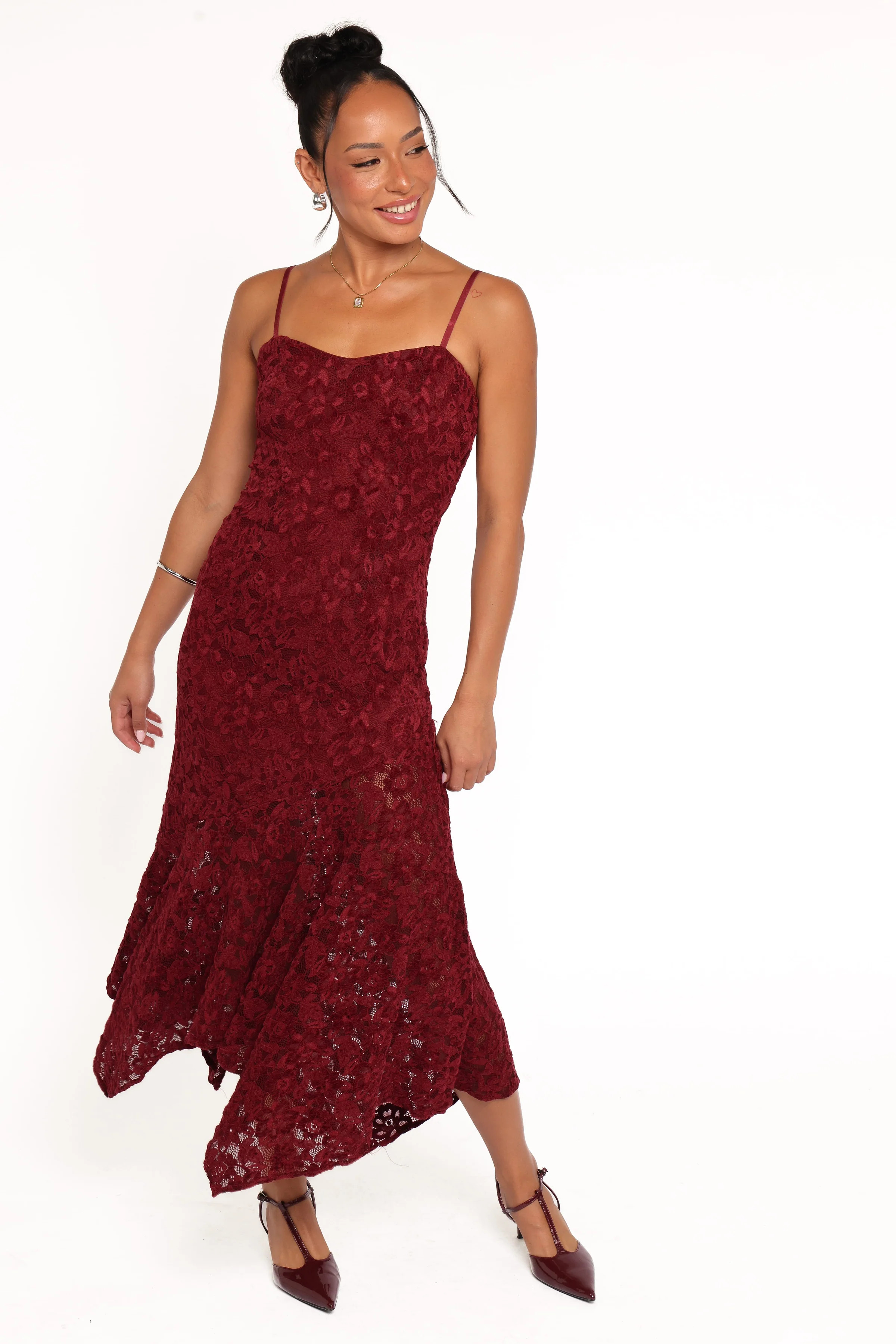 Lorde Midi Dress - Burgundy Lace | Petal & Pup (US)