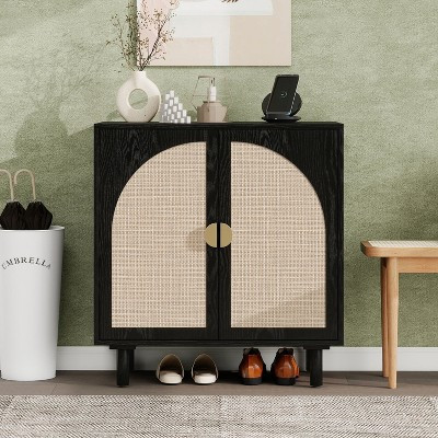 Okak Wooden Sideboard Buffet,Decorative Storage Cabinet with 2 Doors & Adjustable Shelves,Console Table for Kitchen Living/Dining Room, Black Natural | Target