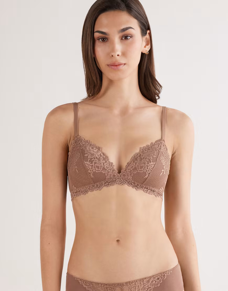 Intimissimi Pretty flowers tiziana triangle bra in caramel dark beige-Neutral | ASOS (Global)
