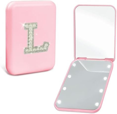 Personalized Birthday Graduation Gifts for Teen Girls Her Pearl Initial Pink Travel Compact Mirro... | Amazon (US)