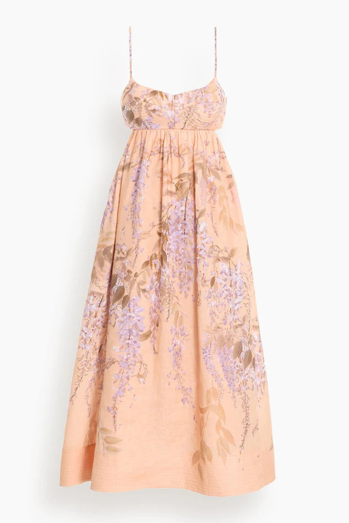 Rosa Bralette Midi Dress in Lilac Wisteria Floral | Hampden Clothing