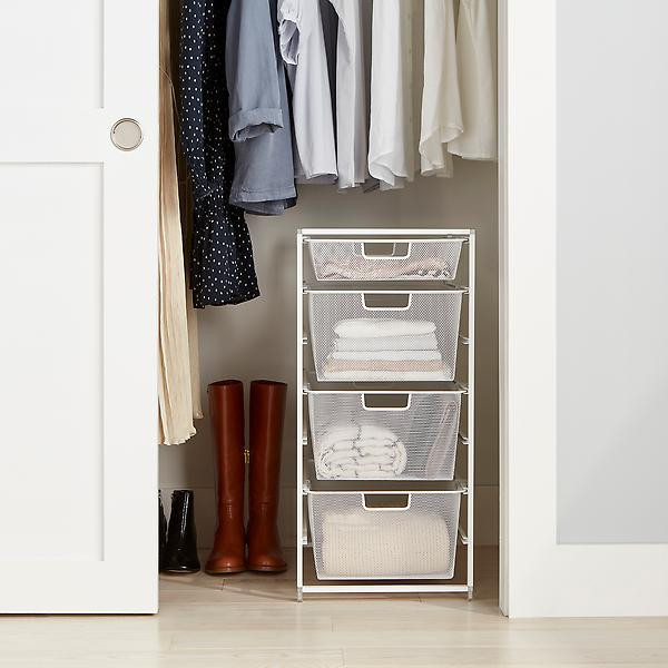 Elfa White Mesh Narrow Drawer Solution | The Container Store