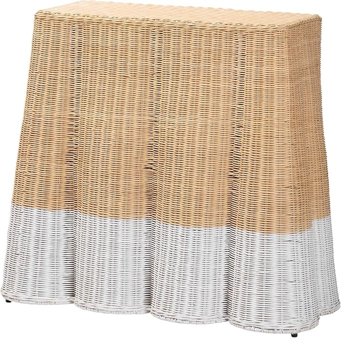 Bali & pari Palm Scallop Natural Rattan Console Table - Handwoven Wicker Accent Table, Coastal & ... | Amazon (US)