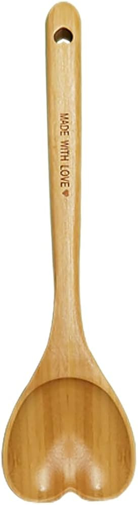 1 pack Heart Shaped Spoon Engraved with"Made With Love",12Inch Bamboo Kitchen Utensil Unique Gift... | Amazon (US)