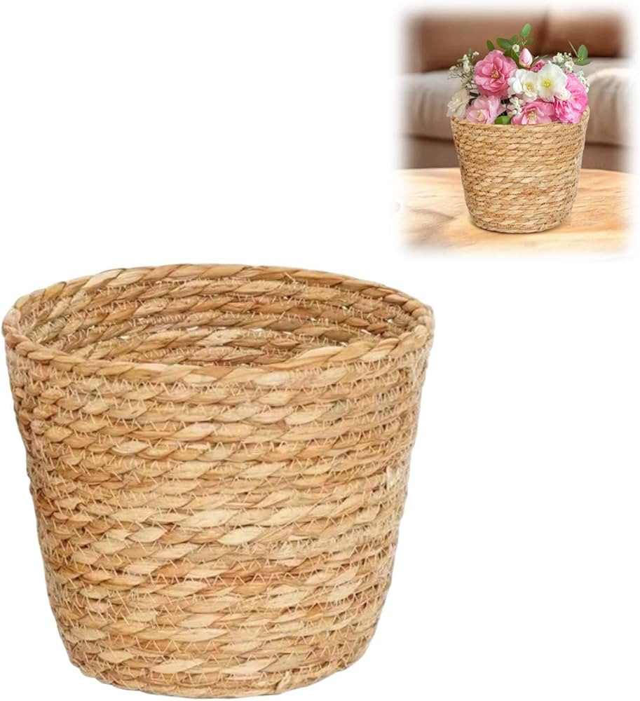 Hand Woven Containers,Woven Straw Flower Pots,Natural Straw Storage Boho Indoor Planter Decorativ... | Amazon (US)