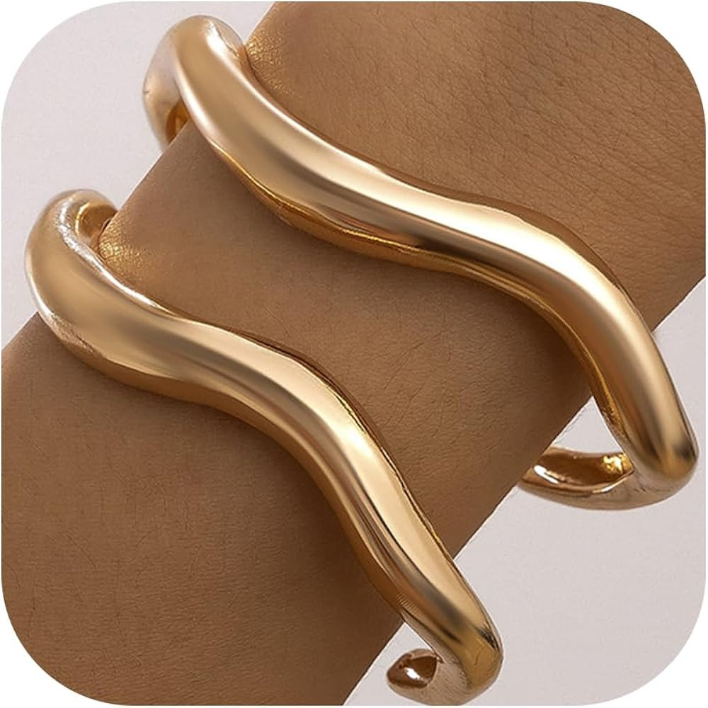Gold Bangle Bracelets for Women Chunky Bangles Bracelets Arm Cuff Open Wide Twisted Bangles Trend... | Amazon (US)