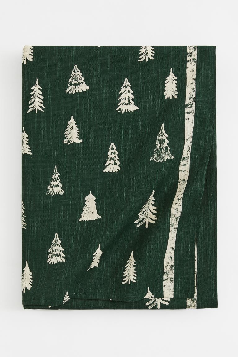 Patterned Tablecloth - Dark green/Firs - Home All | H&M US | H&M (US + CA)