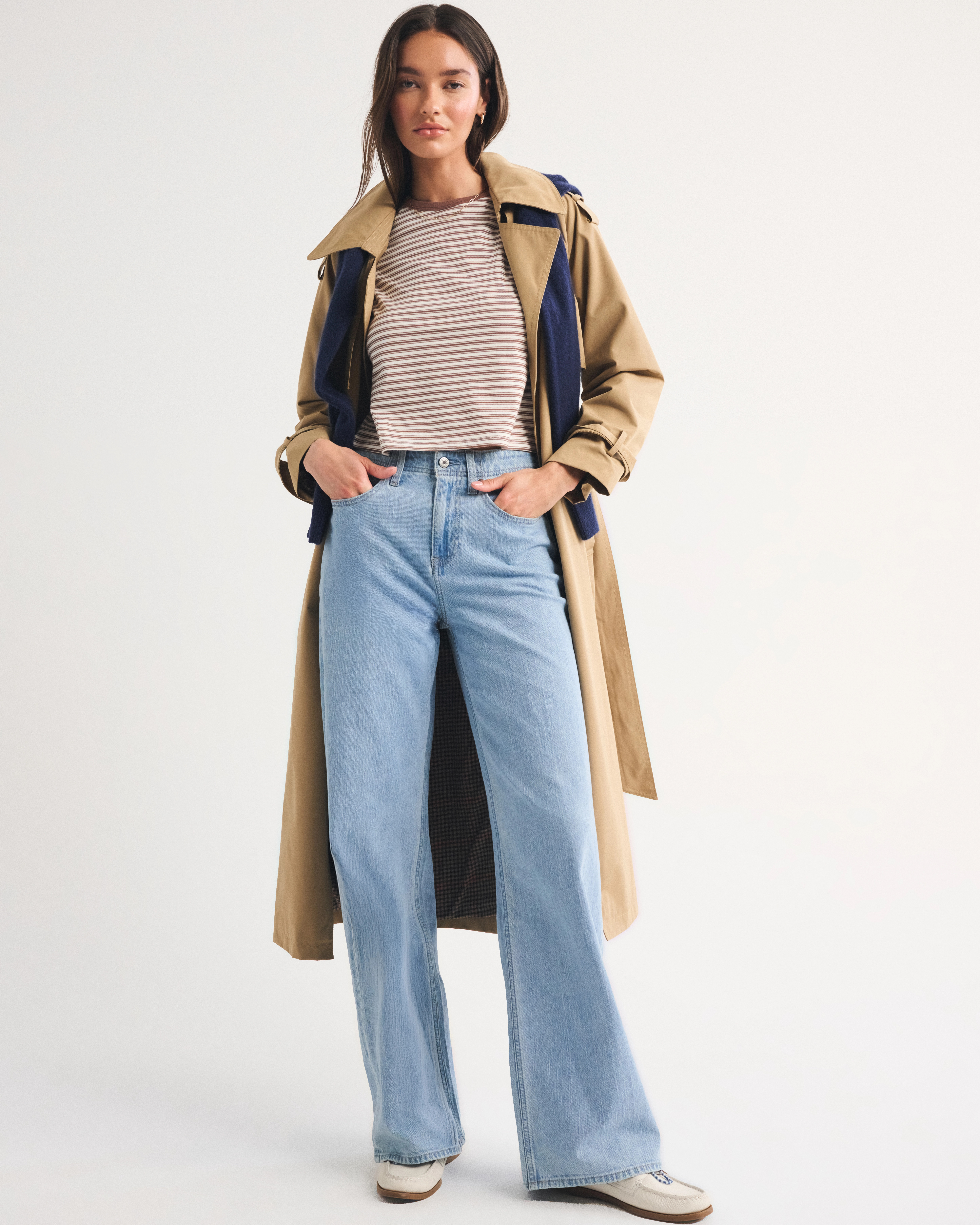 Linen-Blend High Rise Wide Leg Jean | Abercrombie & Fitch (US)