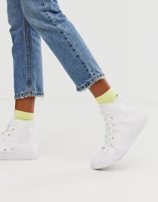 Converse Chuck Taylor All Star Hi canvas sneakers in white mono | ASOS (Global)