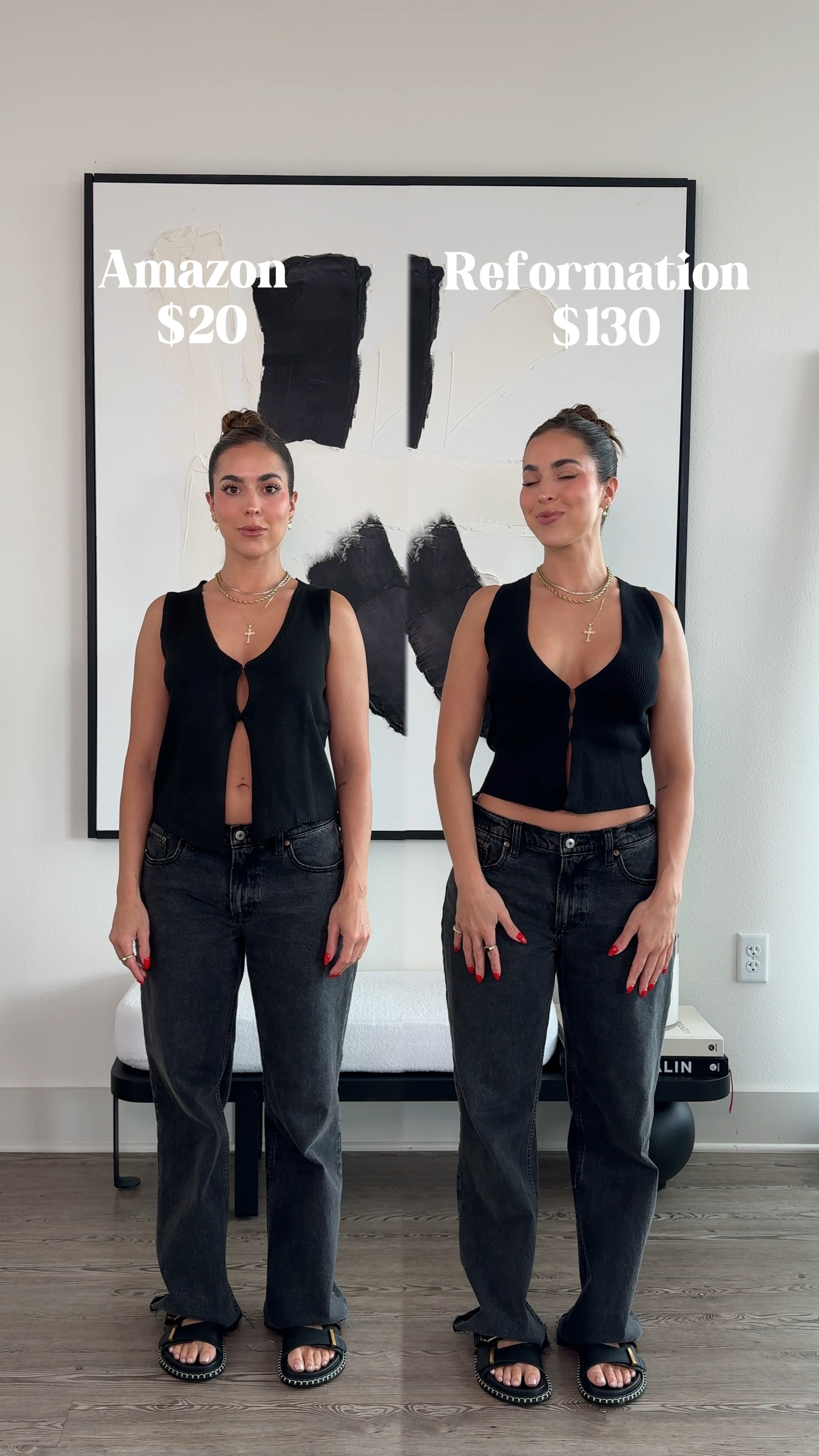 Amazon vs reformation 
Wearing a small in both! 



#LTKSaleAlert #LTKFindsUnder50 #LTKStyleTip