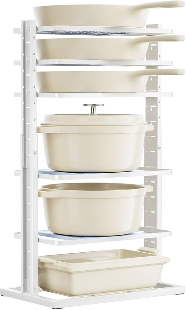 LAMU Pots and Pans Organizer for under Cabinet，6-Tier Heavy Duty Adjustable Pan Pot Organizers ... | Amazon (US)