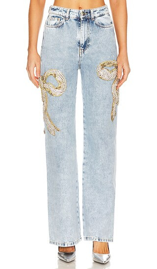 Wide Leg Jeans With Bows in Blue | Revolve Clothing (Global)