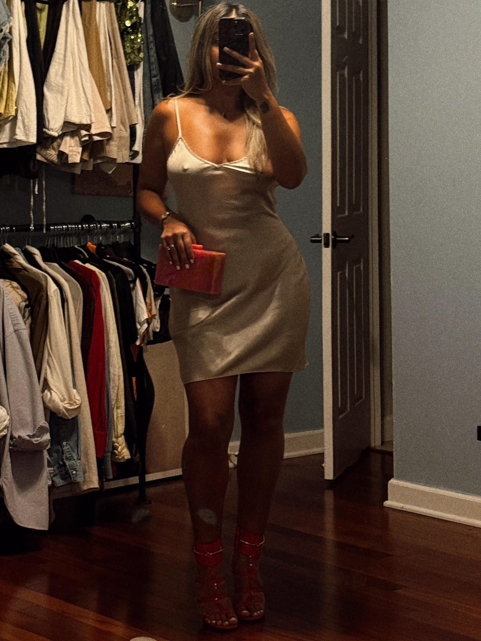 heels are vintage gucci! wearing a size medium in the silk dress 💖