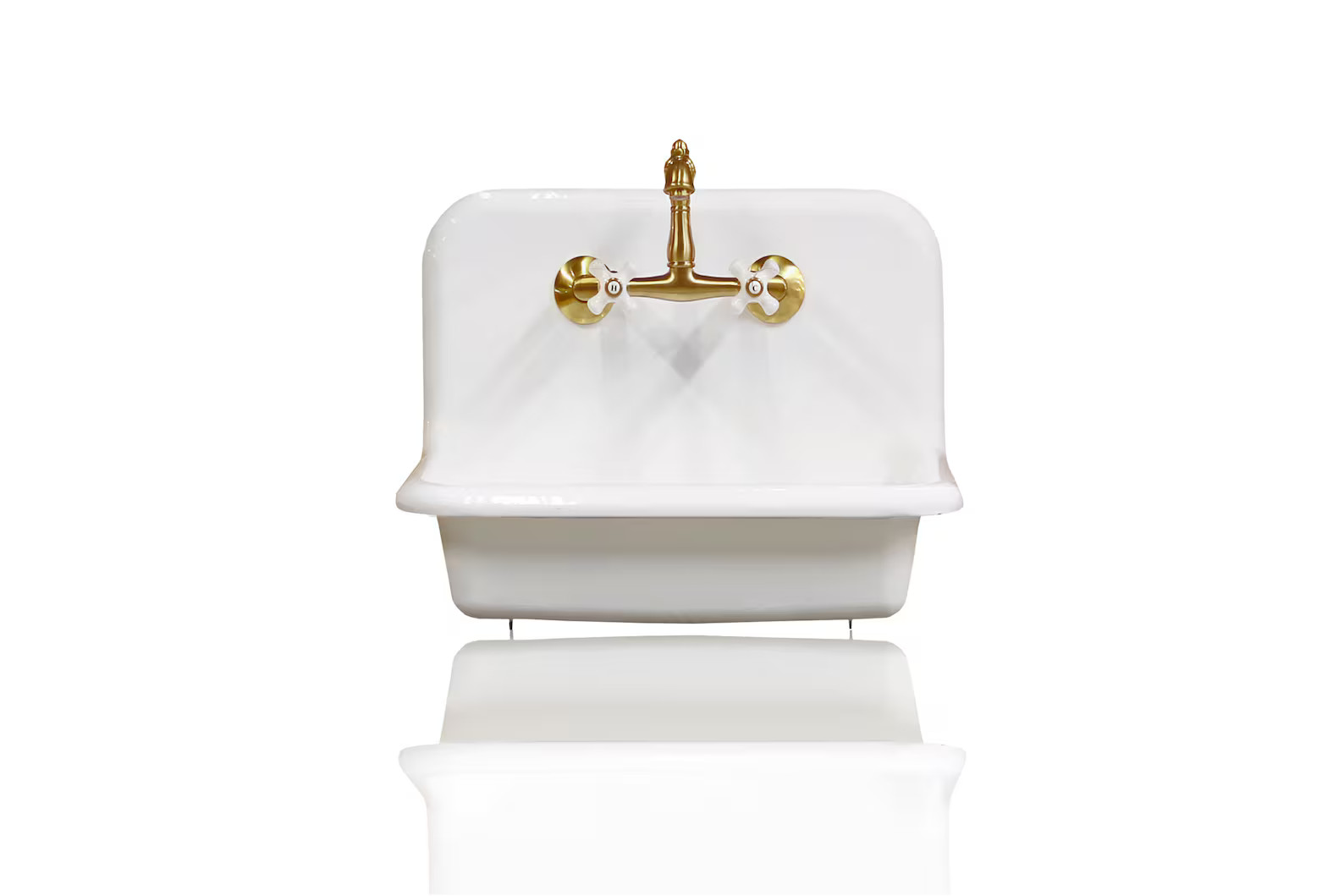 New 24" High Back White Farm Sink Cast Iron Original Porcelain Wall Mount Kitchen Sink Package | Etsy (US)