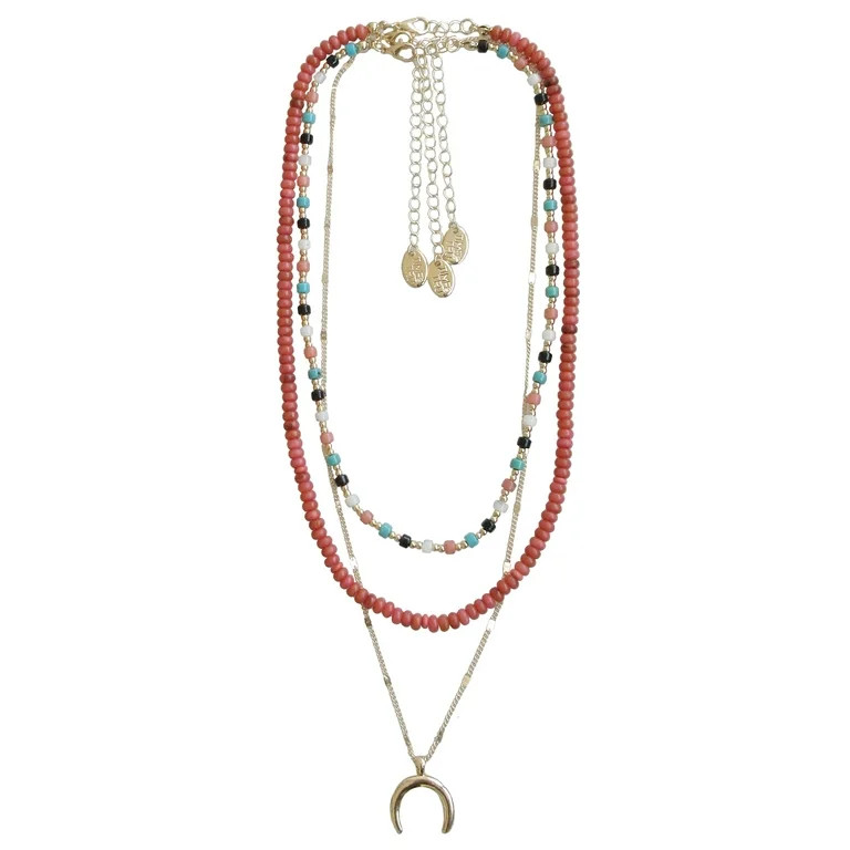 Time and Tru Terra Cotta Mix / Gold Zinc Alloy/Iron/Plastic/CZ 3 PCS Beaded Necklace Set | Walmart (US)