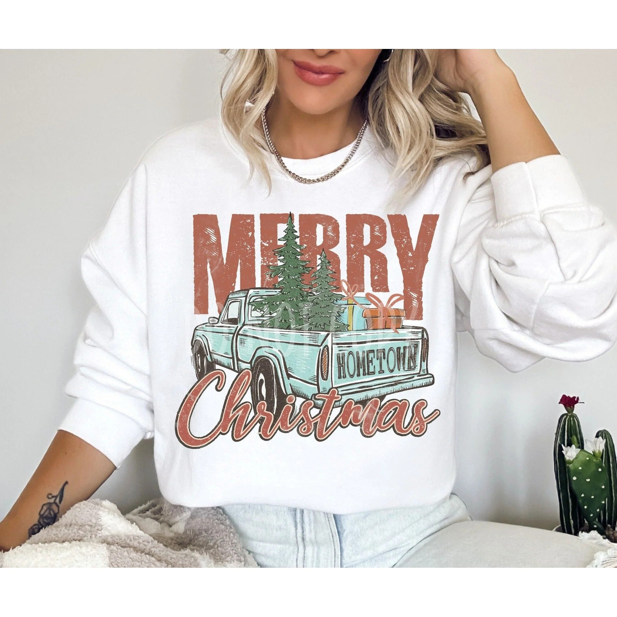 Gabreila Merry Christmas Vintage Truck Sweatshirt | Casual Chic Boutique