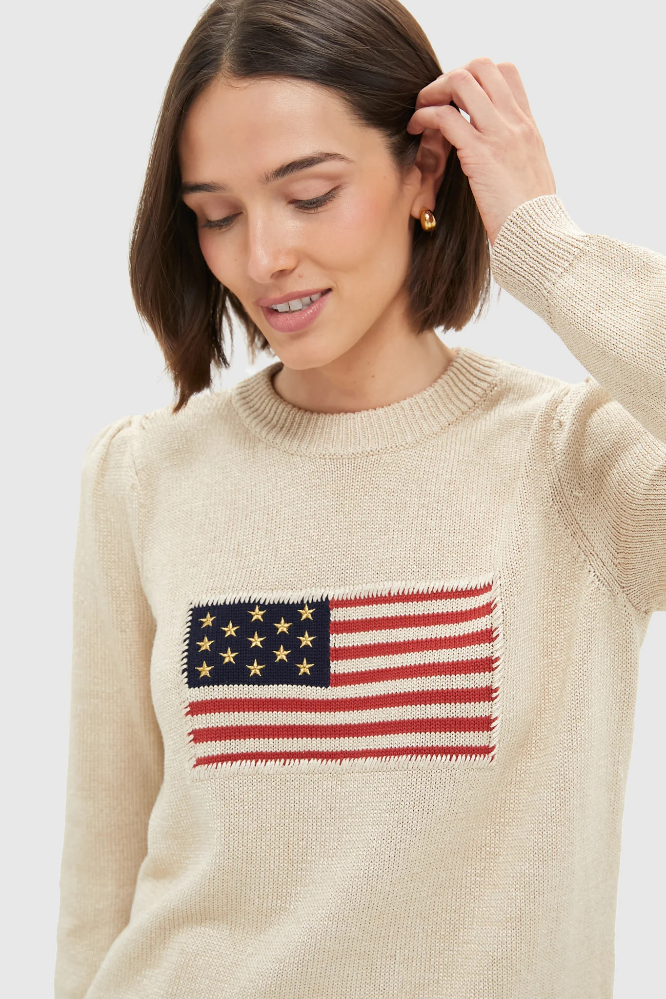 Metallic Cropped Cotton Puff Sleeve Americana | Tuckernuck (US)