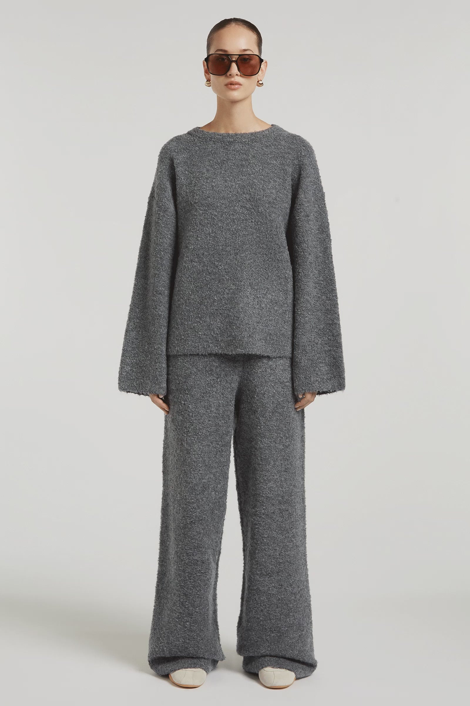 COCO Boucle Knit Sweater Grey | 4TH ARQ Sets | 4tharq 