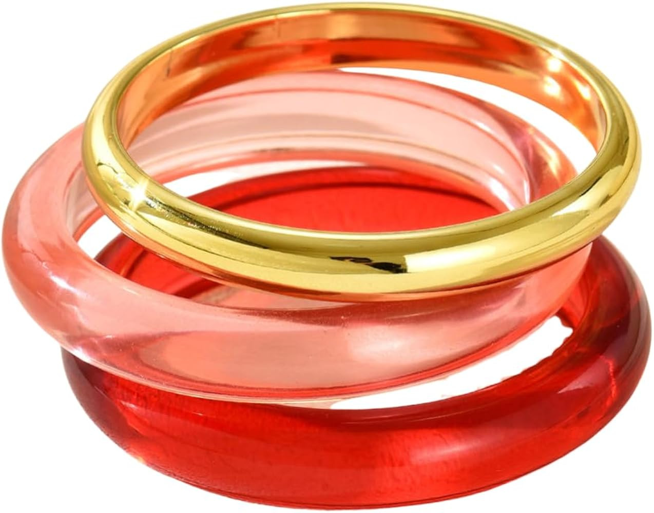 3Pcs Exaggerated Irregular Acrylic Gold Chunky Bangle Bracelets Set Geometric Cuff Wide Wristband Bracelet Fashions Thick Acetate Statement Jewelry Set | Amazon (US)