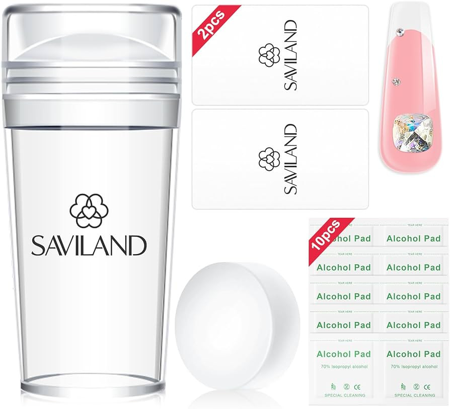 Saviland French Tip Stamp: 14PCS French Tip Nail Tool with Replaceable Stamper Head, Clear Silico... | Amazon (US)